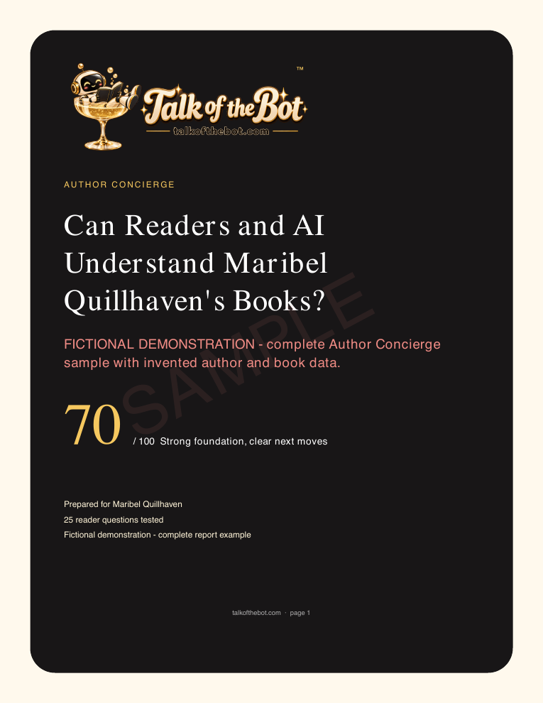 Cover of the fictional Author Concierge sample report